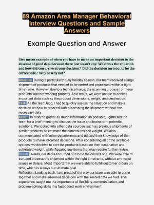 89 Area Manager Behavioral Interview Questions and Sample Answers Poster