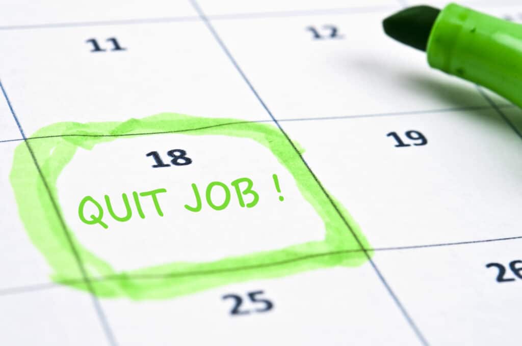 Calendar marked with Quit Job