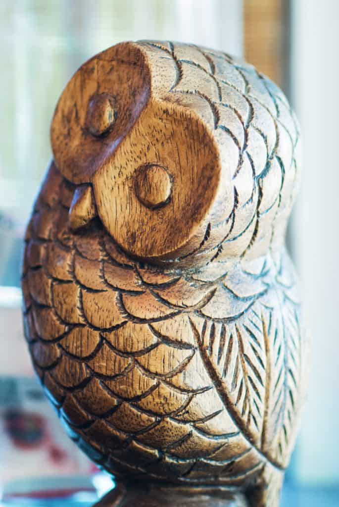 wooden owl decoy