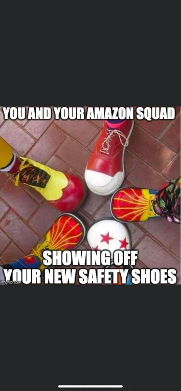 Warehouse work (clown) boots meme