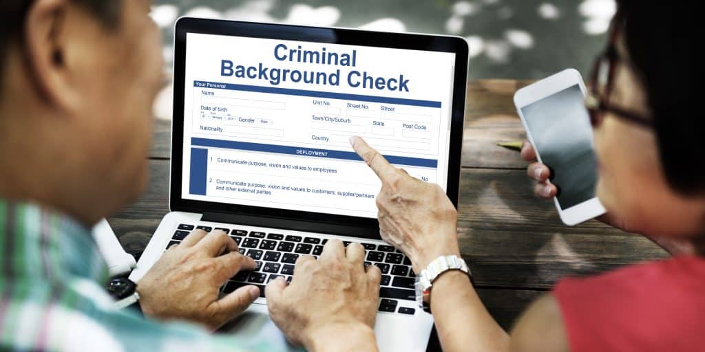 Criminal background check on a computer